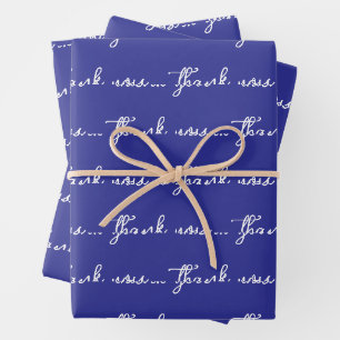 PERSONALIZED THANK YOU STYLISH MODERN DARK BLUE WRAPPING PAPER SHEET
