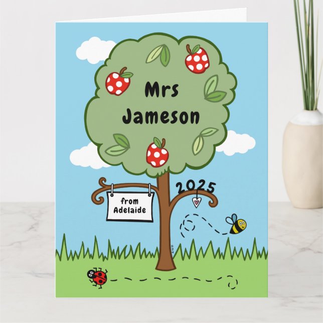 Personalized Thank You Teacher Celebration Tree  Card (Front)