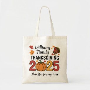 Personalized Thanksgiving 2025 Pumpkin Family Tote Bag