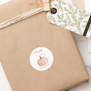 Personalized Thanksgiving – Fall Pumpkin Thankful Classic Round Sticker