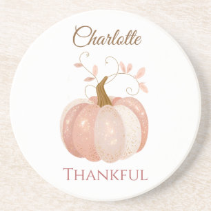 Personalized Thanksgiving – Fall Pumpkin Thankful  Coaster