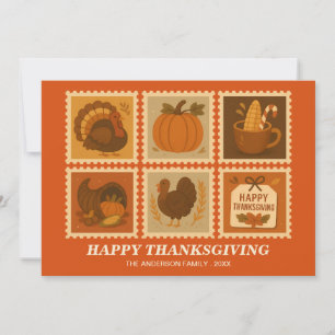 Personalized Thanksgiving Stamp Collage Greeting C Holiday Card