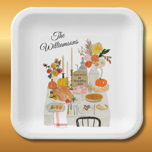 PERSONALIZED THANKSGIVING TABLE PAPER PLATE