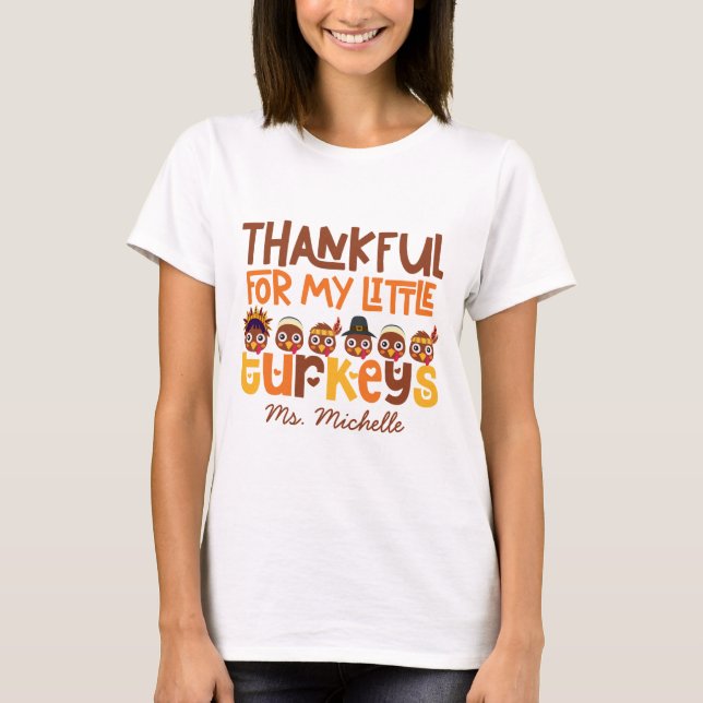 Personalized Thanksgiving Teacher T-Shirt (Front)