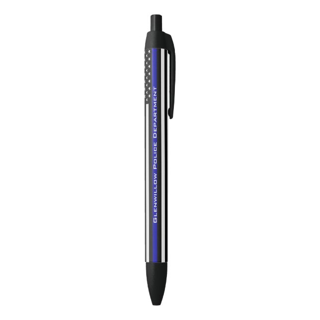 Personalized Thin Blue Line Flag Black Ink Pen (Bottom (Vertical))