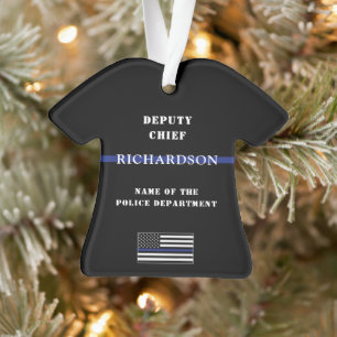 Personalized Thin Blue Line Police Law Enforcement Ornament