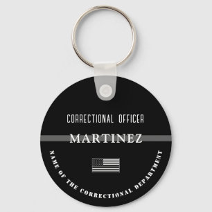 Personalized Thin Gray Line Corrections Officer Key Ring