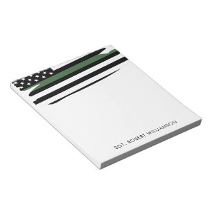 Personalized Thin Green Line Army Military Notepad