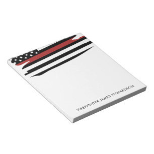Personalized Thin Red Line Firefighter Notepad