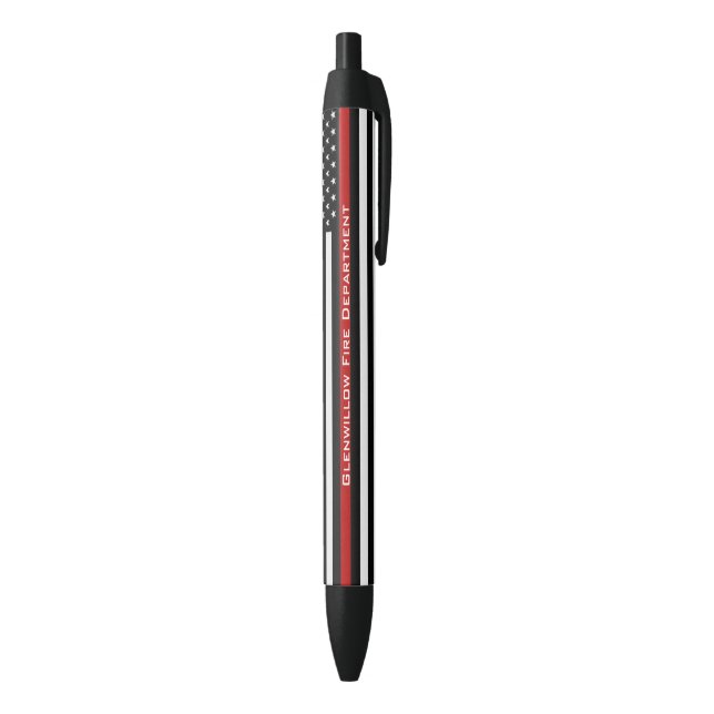Personalized Thin Red Line Flag Black Ink Pen (Bottom (Vertical))
