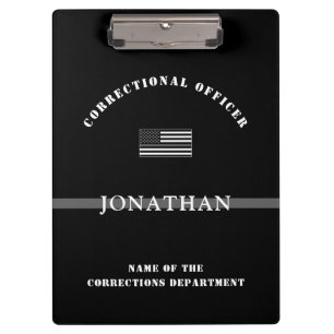 Personalized Thin Silver Line Corrections Officer Clipboard