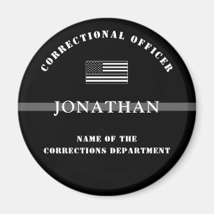 Personalized Thin Silver Line Corrections Officer Magnet