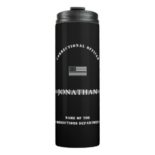Personalized Thin Silver Line Corrections Officer Thermal Tumbler