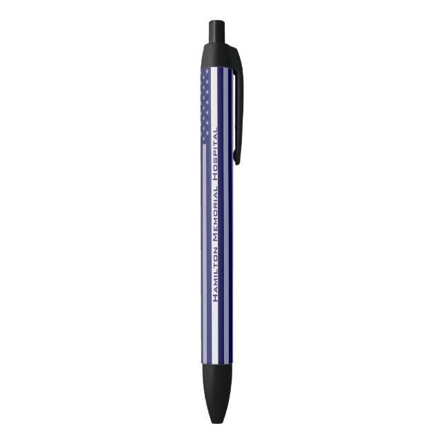 Personalized Thin White Line Flag Black Ink Pen (Bottom (Vertical))