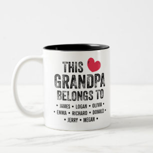 Personalized This Grandpa belongs to Custom Names Two-Tone Coffee Mug