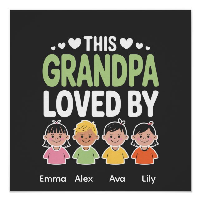 Personalized This Grandpa Loved By – Custom Kids  Poster (Front)