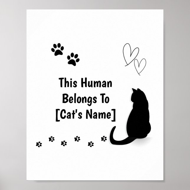 Personalized This Human Belongs To Cat Poster (Front)