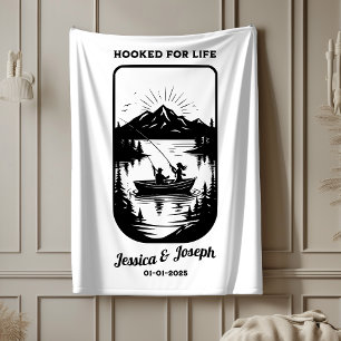 Personalized throw, couples wedding blanket, fish sherpa blanket