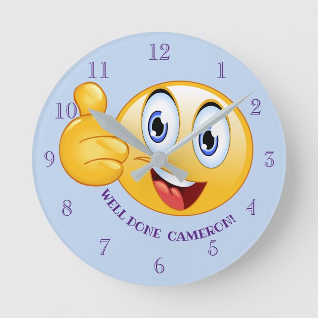 Personalized Thumbs Up well done emoji Round Clock (Front)