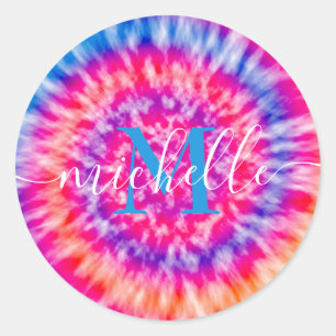 Personalized Tie Dye Classic Round Sticker