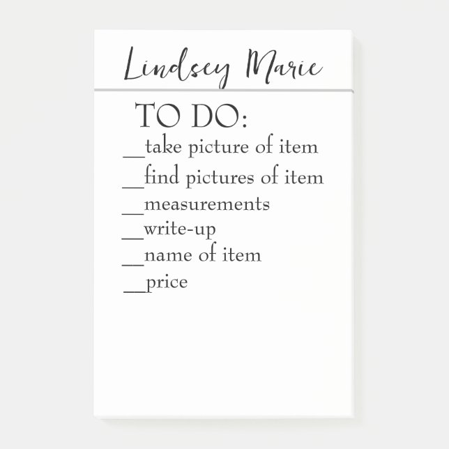 PERSONALIZED TO DO LIST notes (Front)