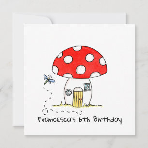Personalized Toadstool & Dragonfly Invitation