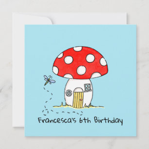 Personalized Toadstool & Dragonfly Invitation