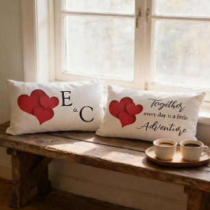 Personalized Together Every Day Adventure Monogram Lumbar Cushion