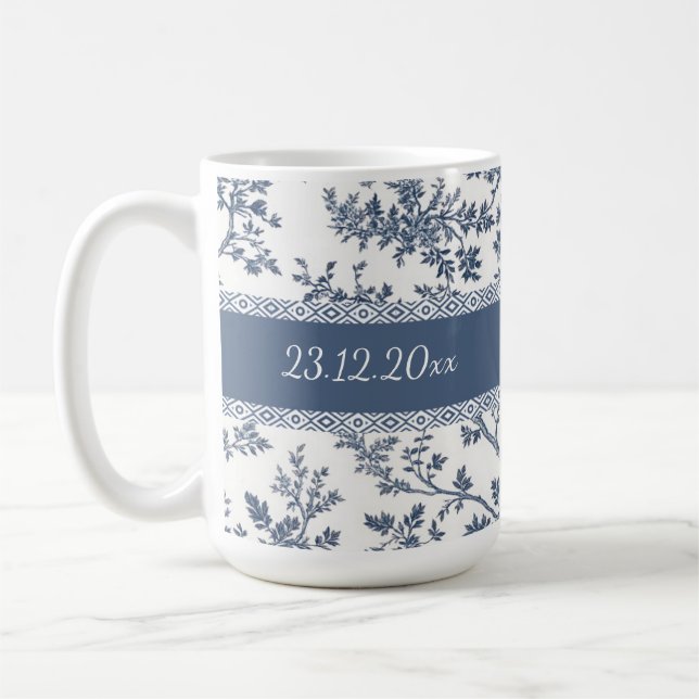 Personalized Toile De Jouy Mug Custom Name Date  (Left)