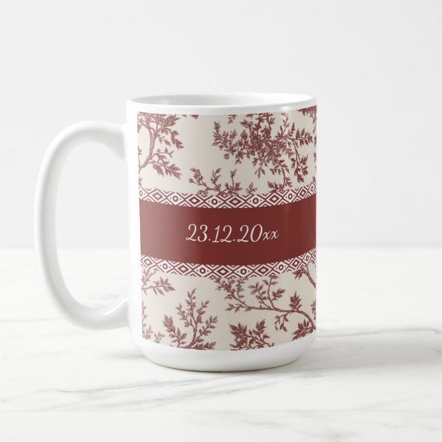 Personalized Toile De Jouy Mug Custom Name Date Gi (Left)