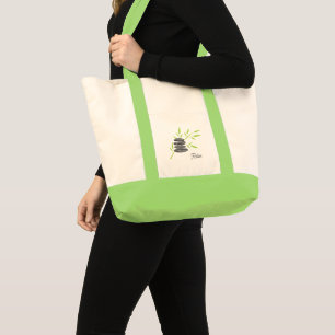 Personalized tote bags with green bamboo design