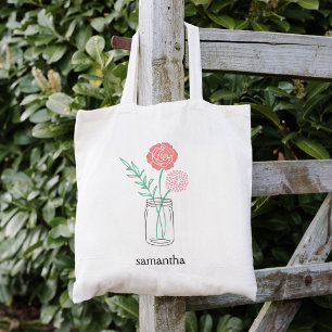 Personalized Tote Botanical Mason Jar Bag