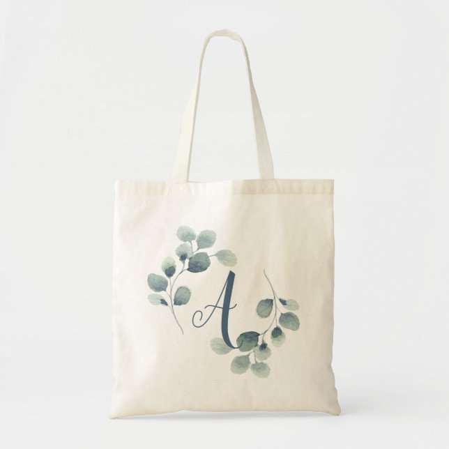 Personalized Tote Eucalyptus Calligraphy Bag (Front)