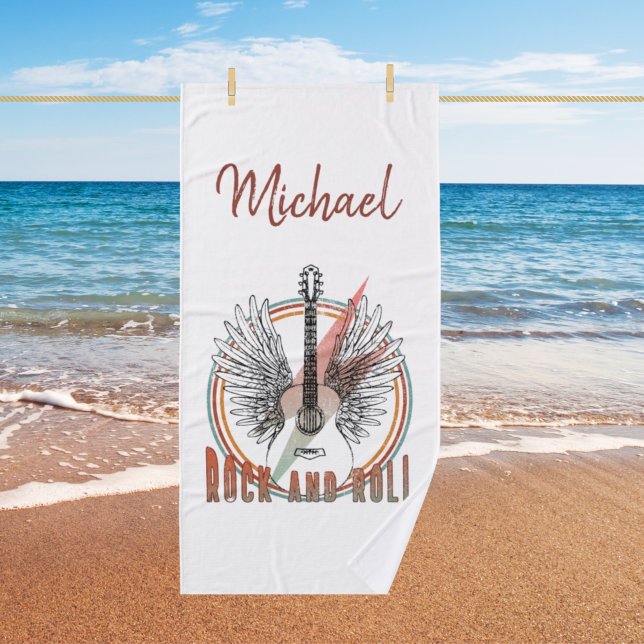 Personalized towel Rock and Roll, guitare  (Creator Uploaded)