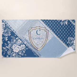 Personalized Towels Monogram blue patern luxury