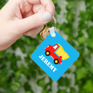 Personalized toy construction vehicle truck kid's key ring