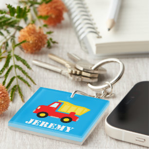 Personalized toy dump truck lorry kid's keychain