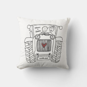 Personalized Tractor Country Farm Wedding Cushion