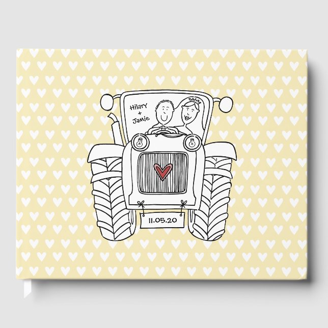 Personalized Tractor Country Farm Wedding Guest Book (Front)