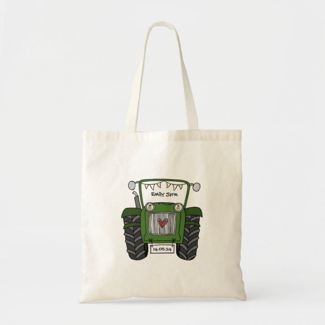Personalized Tractor Country Wedding Bridesmaid Tote Bag (Front)