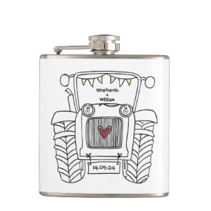 Personalized Tractor Country Wedding Gift Hip Flask