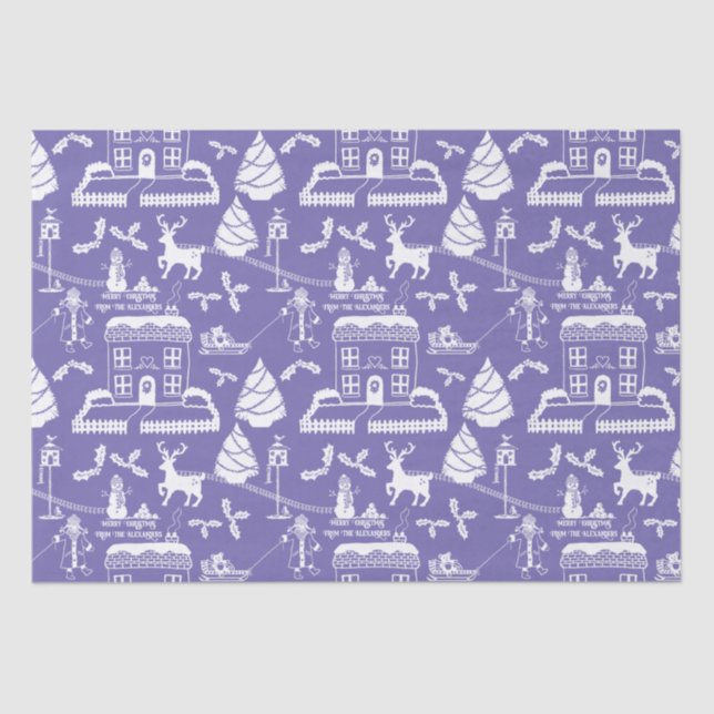 Personalized Traditional Christmas Winter Scene Tissue Paper (Front)
