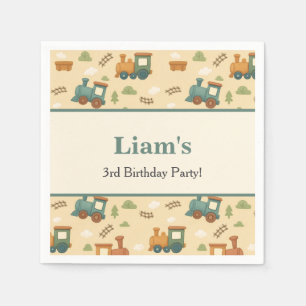 Personalized Train Birthday Party Napkin