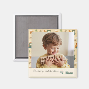 Personalized Train Photo Birthday Thank You Favor Magnet