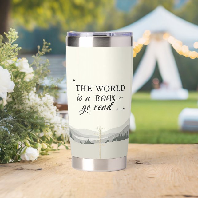 Personalized Travel Motivation Quote | The World  Insulated Tumbler (Wedding (Rotated))