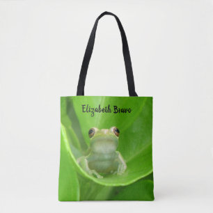 Personalized Tree Frog In a Lemon Tree Tote Bag