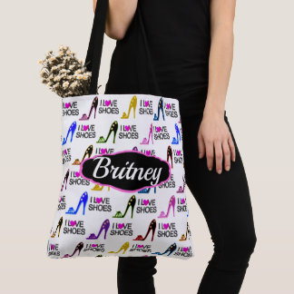 PERSONALIZED TRENDY AND CHIC I LOVE SHOES TOTE BAG