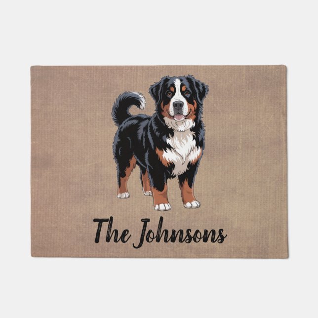 Personalized Trendy  Bernese Mountain Dog  Doormat (Front)