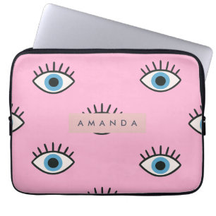 Personalized Trendy Evil Eye Pop Art Pattern Laptop Sleeve