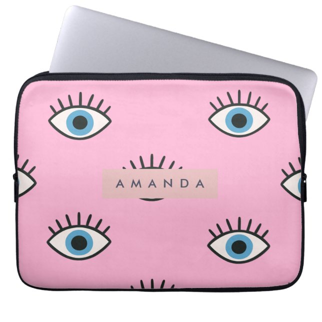 Personalized Trendy Evil Eye Pop Art Pattern Laptop Sleeve (Front)